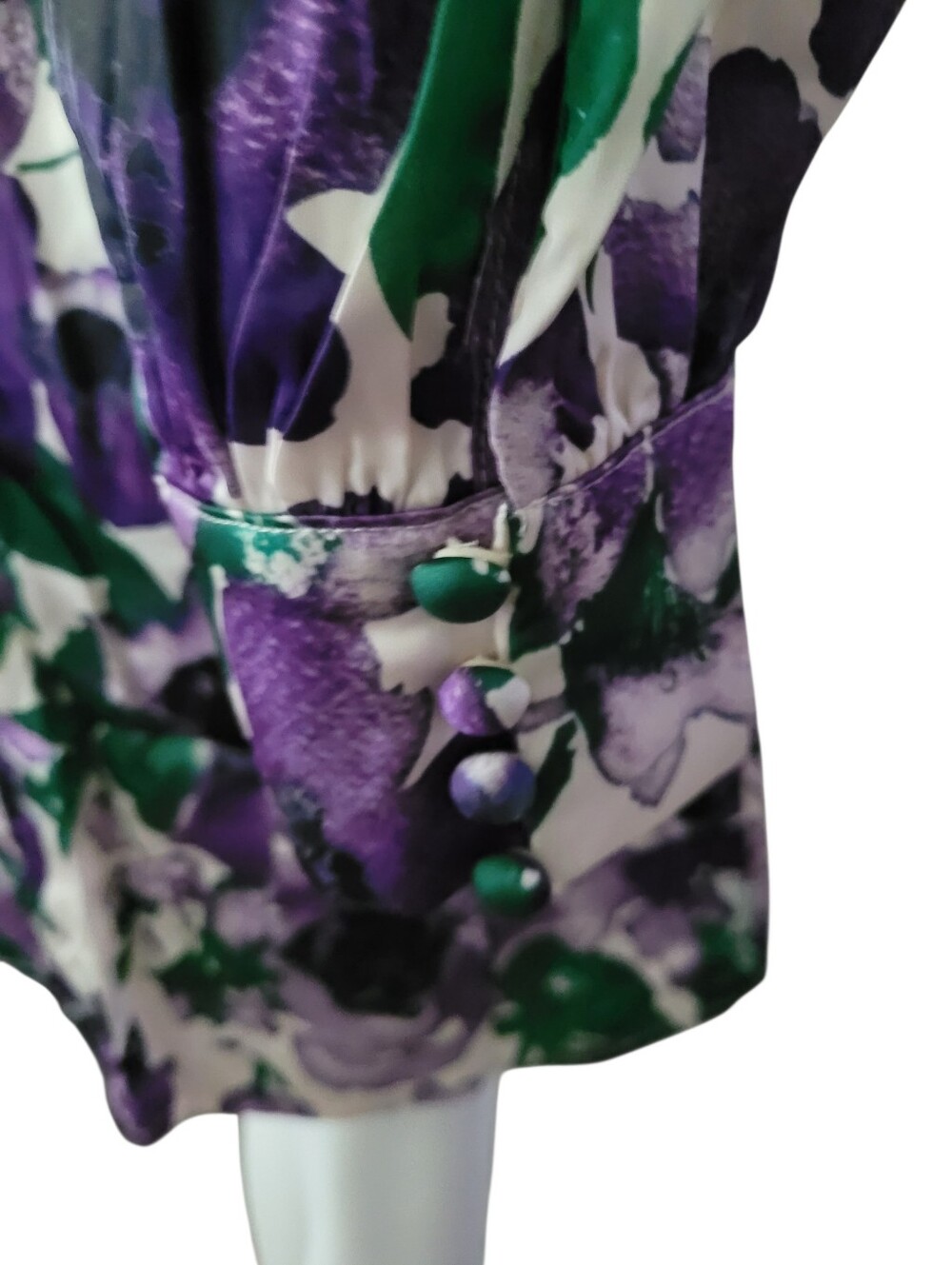 Long Sleeve V-Neck Button Up Floral Print Colored Shirt Dress - Picture 11 of 14